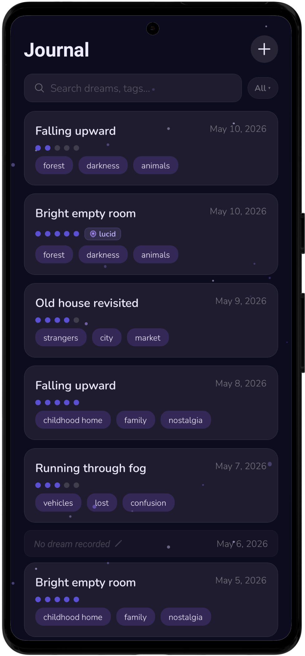 Journal screen